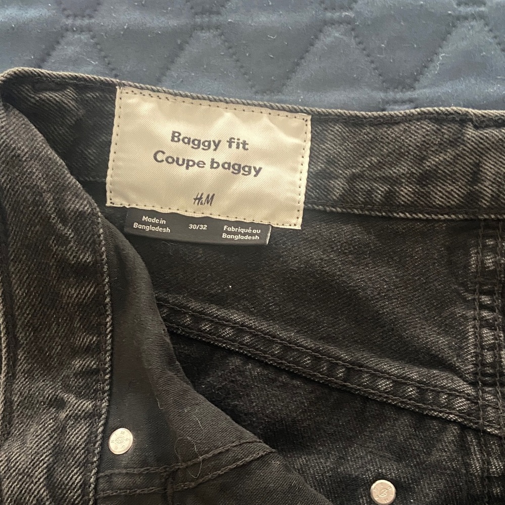 H&M Dark Gray Relaxed Fit Men Baggy Jeans
